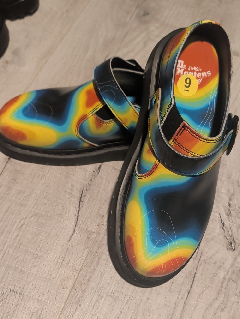 Dr. Martens  Black Clogs Shoes with Rainbow Thermal Print